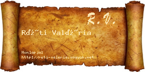 Réti Valéria névjegykártya