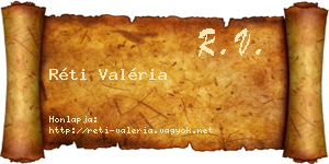 Réti Valéria névjegykártya